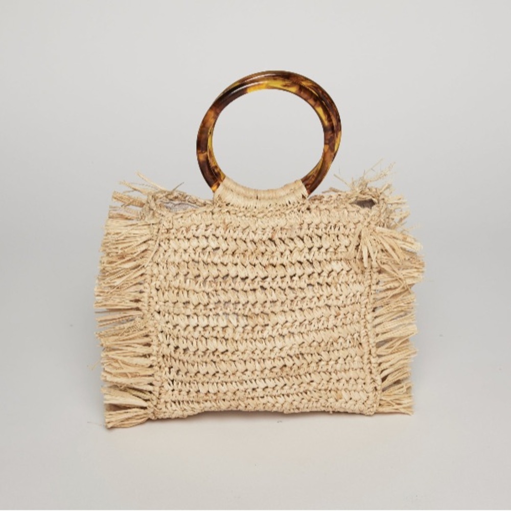 Hat Attack Straw Tort Fringed Bag